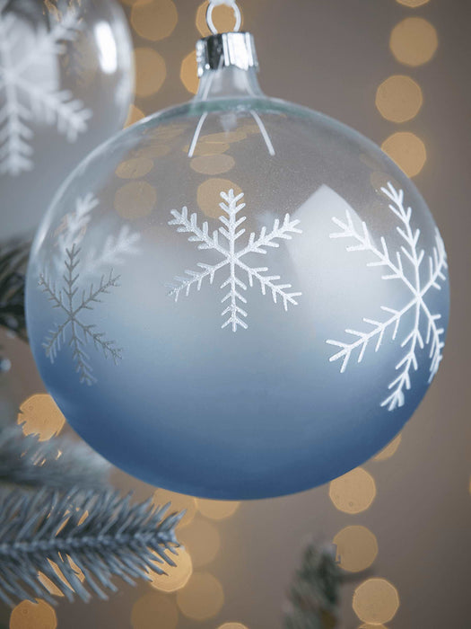 Four Large Glass Snowflake Baubles