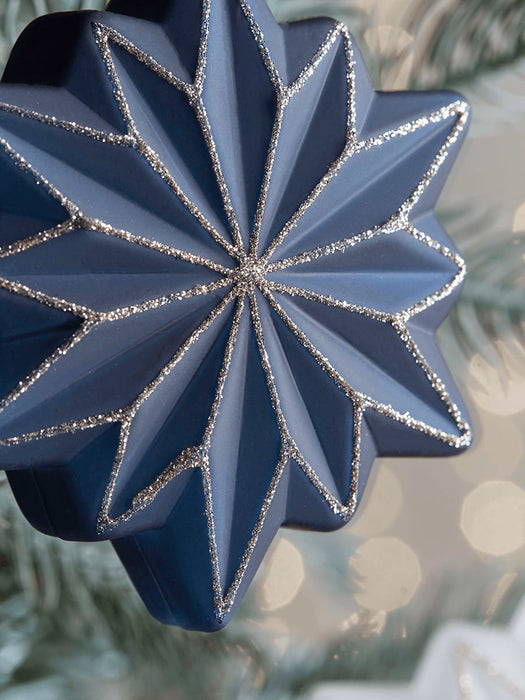 Twelve Glass Glittered Snowflakes