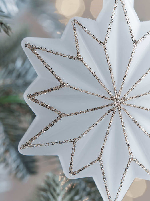 Twelve Glass Glittered Snowflakes