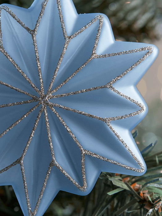 Twelve Glass Glittered Snowflakes