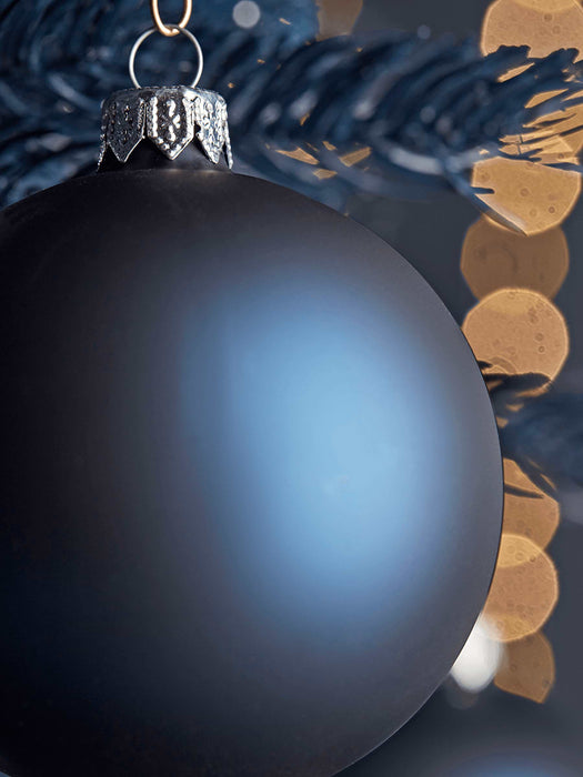 Six Handblown Glass Baubles - Midnight Blue