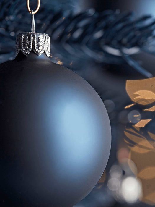 Six Small Handblown Glass Baubles - Midnight Blue