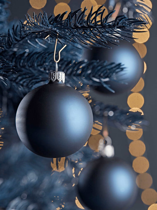 Six Small Handblown Glass Baubles - Midnight Blue
