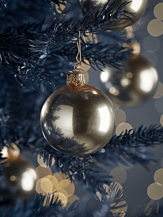 Six Small Handblown Glass Baubles - Gold