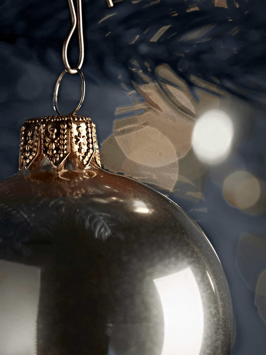 Six Small Handblown Glass Baubles - Gold