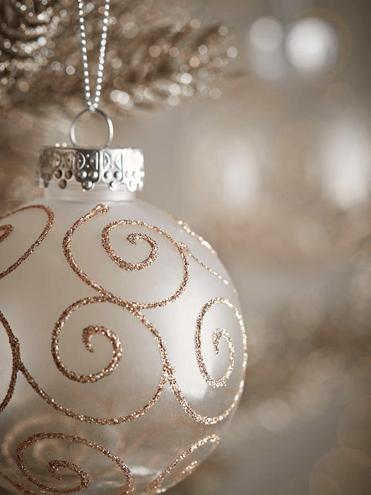 Twelve Glittered Swirl Shatterproof Baubles