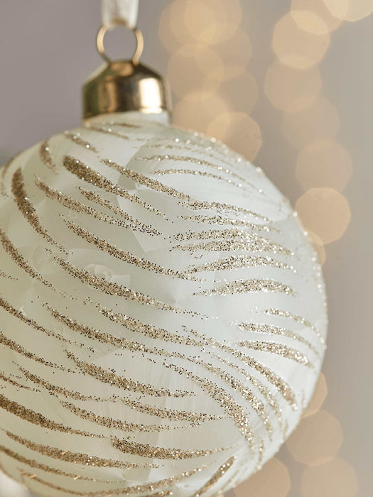 Six Golden Glittered Monochrome Baubles