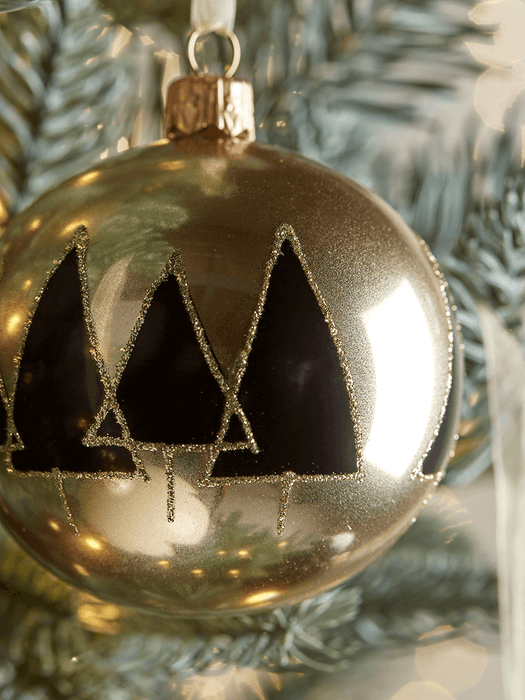 Six Industrial Tree Glass Baubles