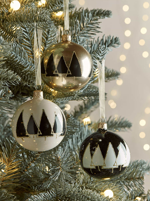 Six Industrial Tree Glass Baubles
