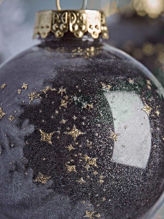 Twelve Black Galaxy Shatterproof Baubles