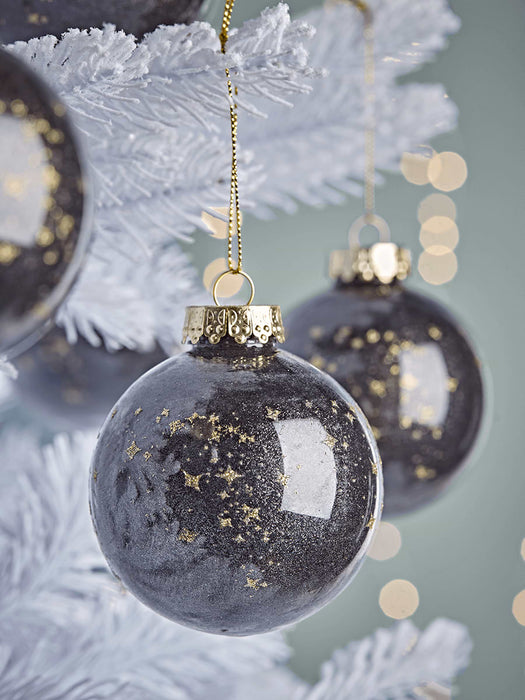 Twelve Black Galaxy Shatterproof Baubles