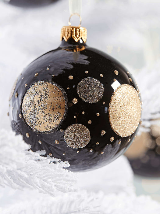 Six Black Dots Glass baubles