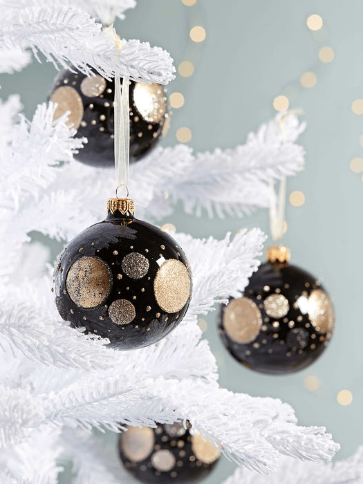 Six Black Dots Glass baubles