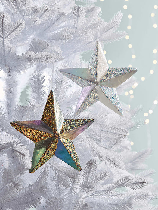 NEW Two Lustre Glittered Stars