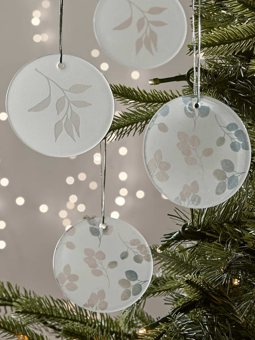 Six Floral Glass Decorations