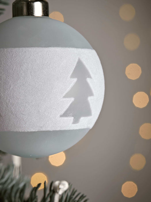 Six Flocked Border Baubles