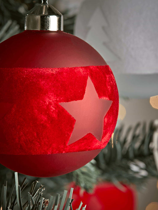 Six Flocked Border Baubles