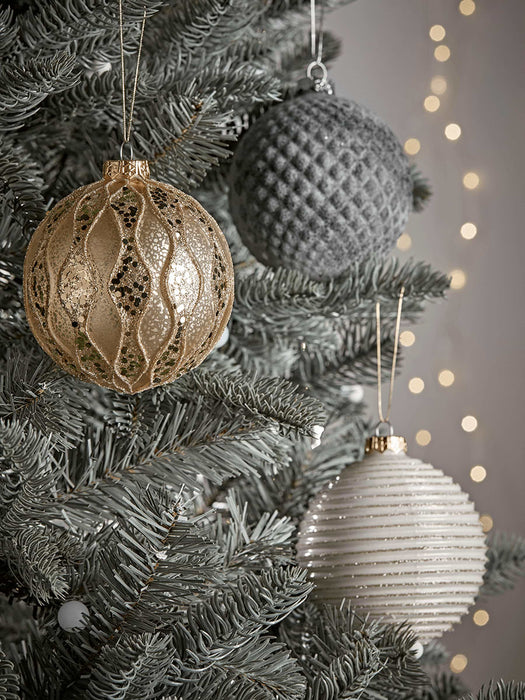 Three Large Textured Glass Baubles