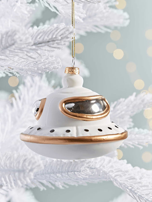 Four Spaceship Glass Baubles