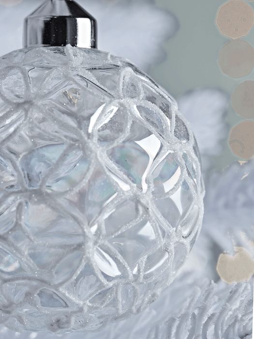 Twelve Iridescent Geometric Glass Baubles