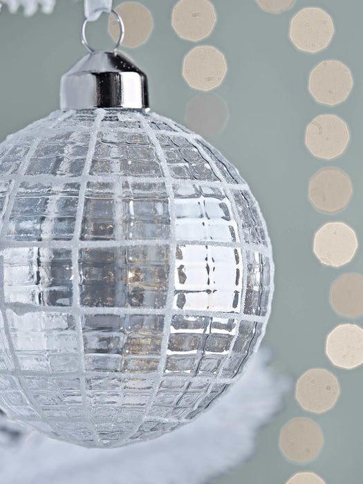 Twelve Iridescent Geometric Glass Baubles