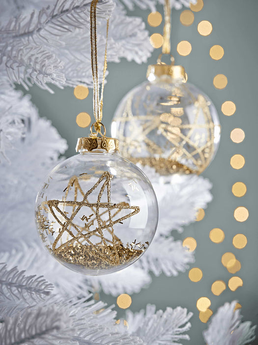 Twelve Glitter Filled Shatterproof Baubles