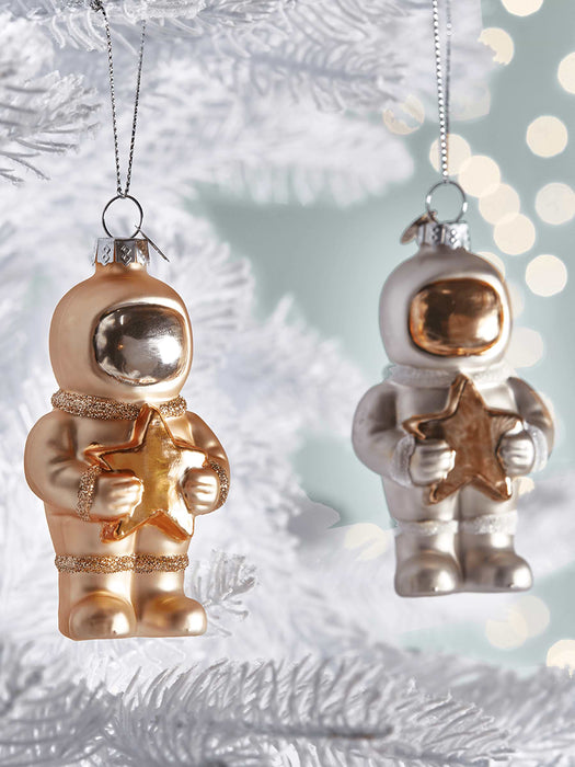 Four Spacemen Glass Baubles