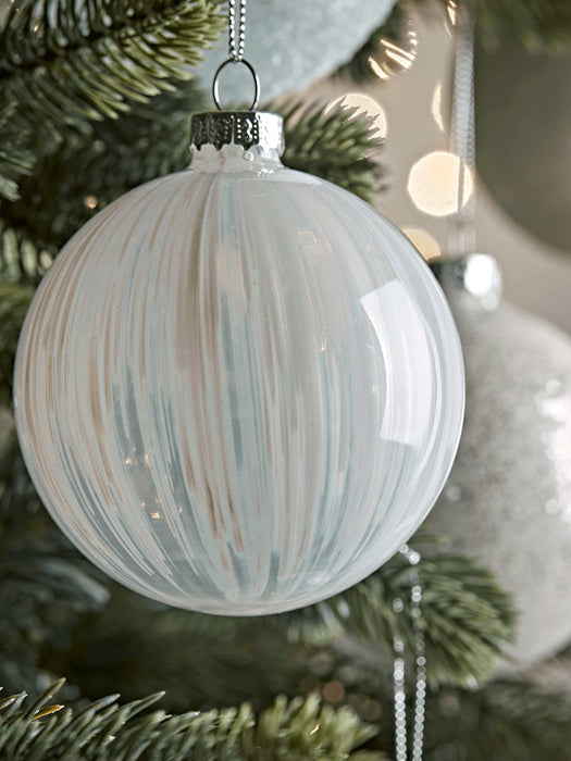 Six Frosted White Glass Baubles
