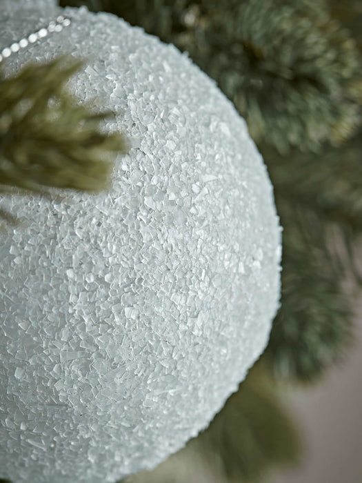 Six Frosted White Glass Baubles