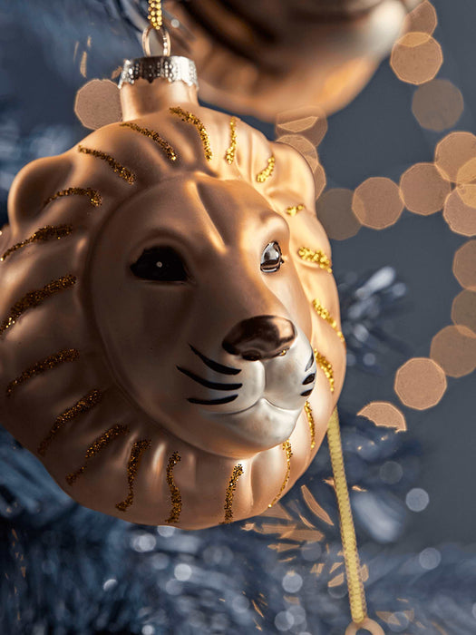 Six Lion & Tiger Glass Baubles