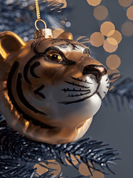 Six Lion & Tiger Glass Baubles