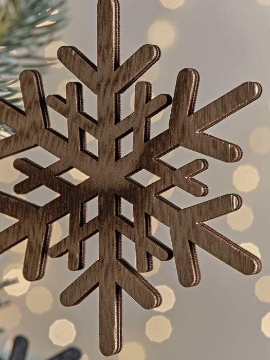 Six Wooden Snowflakes