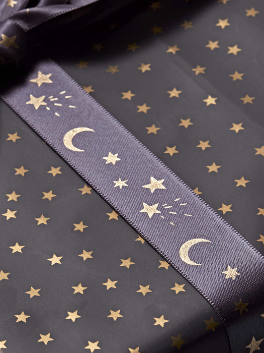 Mini Stars Wrapping Paper - Grey & Gold