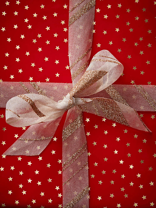 Glittered Stripe Ribbon - Gold