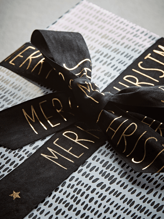 Merry Christmas Velvet Ribbon - Black