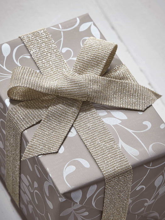 Glittered Lurex Ribbon - Soft Gold