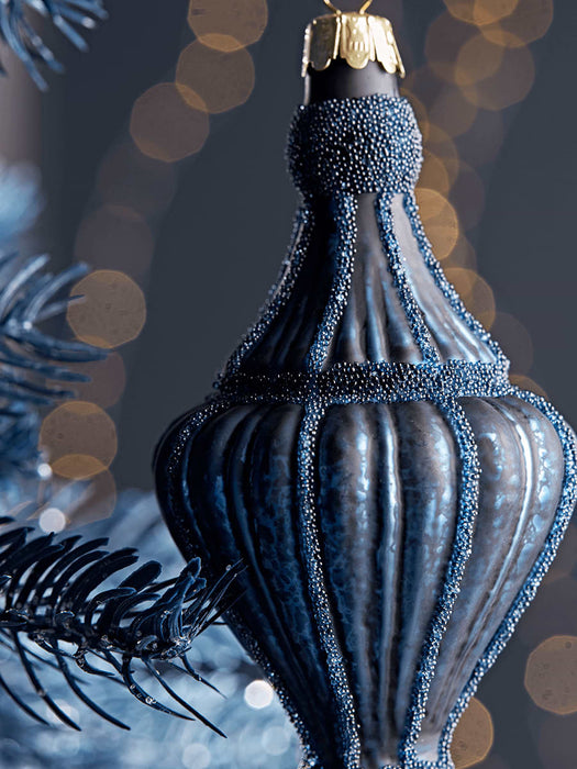 Four Navy Deco Glass Drops