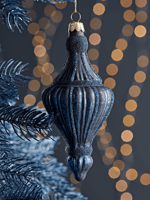 Four Navy Deco Glass Drops