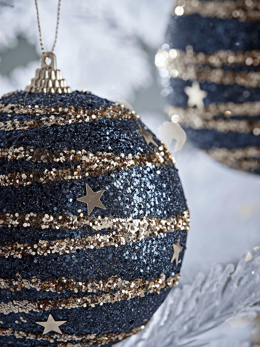 Six Glittered ZigZag Shatterproof Baubles