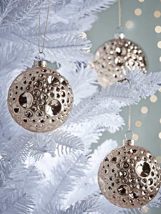 Six Golden Moon Glass Baubles
