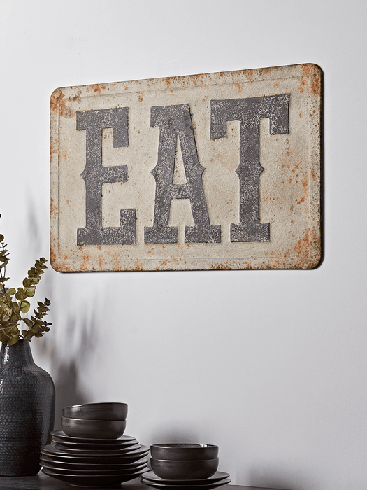 Distressed Metal Eat Sign