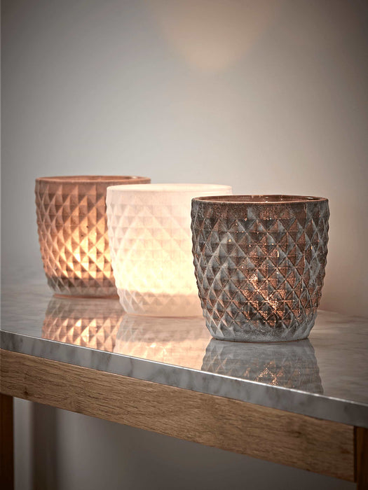Three Greywashed Tealight Holders