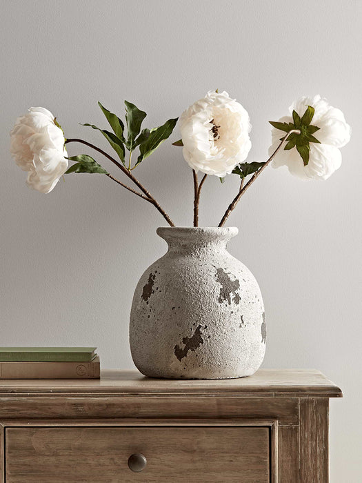 Three Faux Peony Stems - Cream