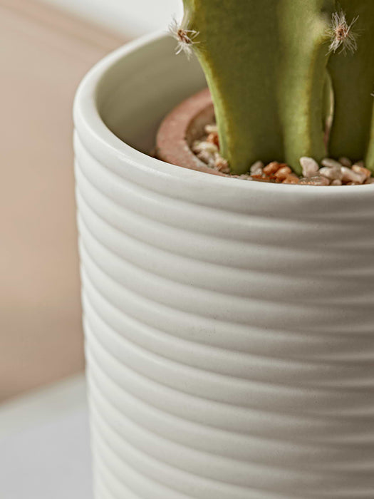 Two White Ribbed Planters