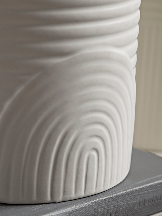 Two White Ribbed Planters
