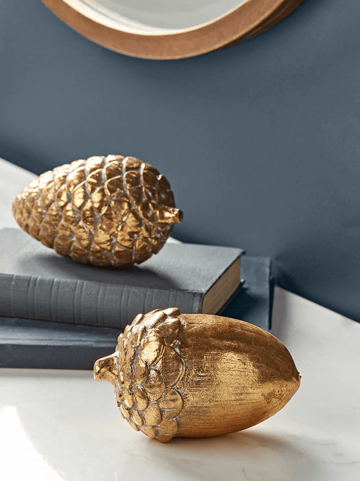 Aged Gold Acorn & Pinecone