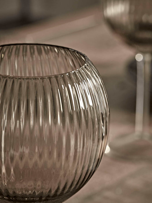Six Smoked Fluted Wine Glasses
