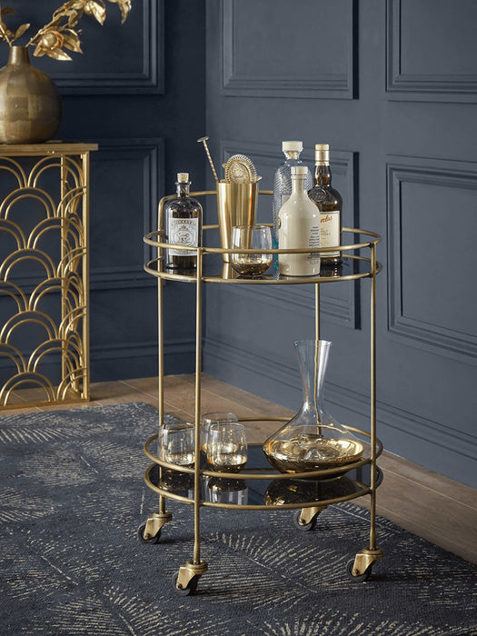 Smoked Glass & Brass Cocktail Trolley