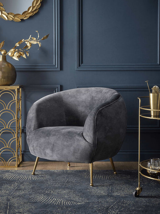 Deep Grey Velvet Tub Chair