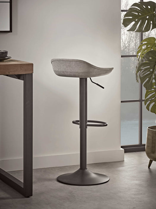 Two Faux Leather Counter Stools - Grey